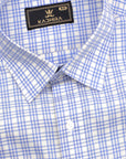 White And Blue Checkered Premium Cotton Shirt