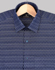 Prussian Blue Seamless Jacquard Premium Cotton Shirt