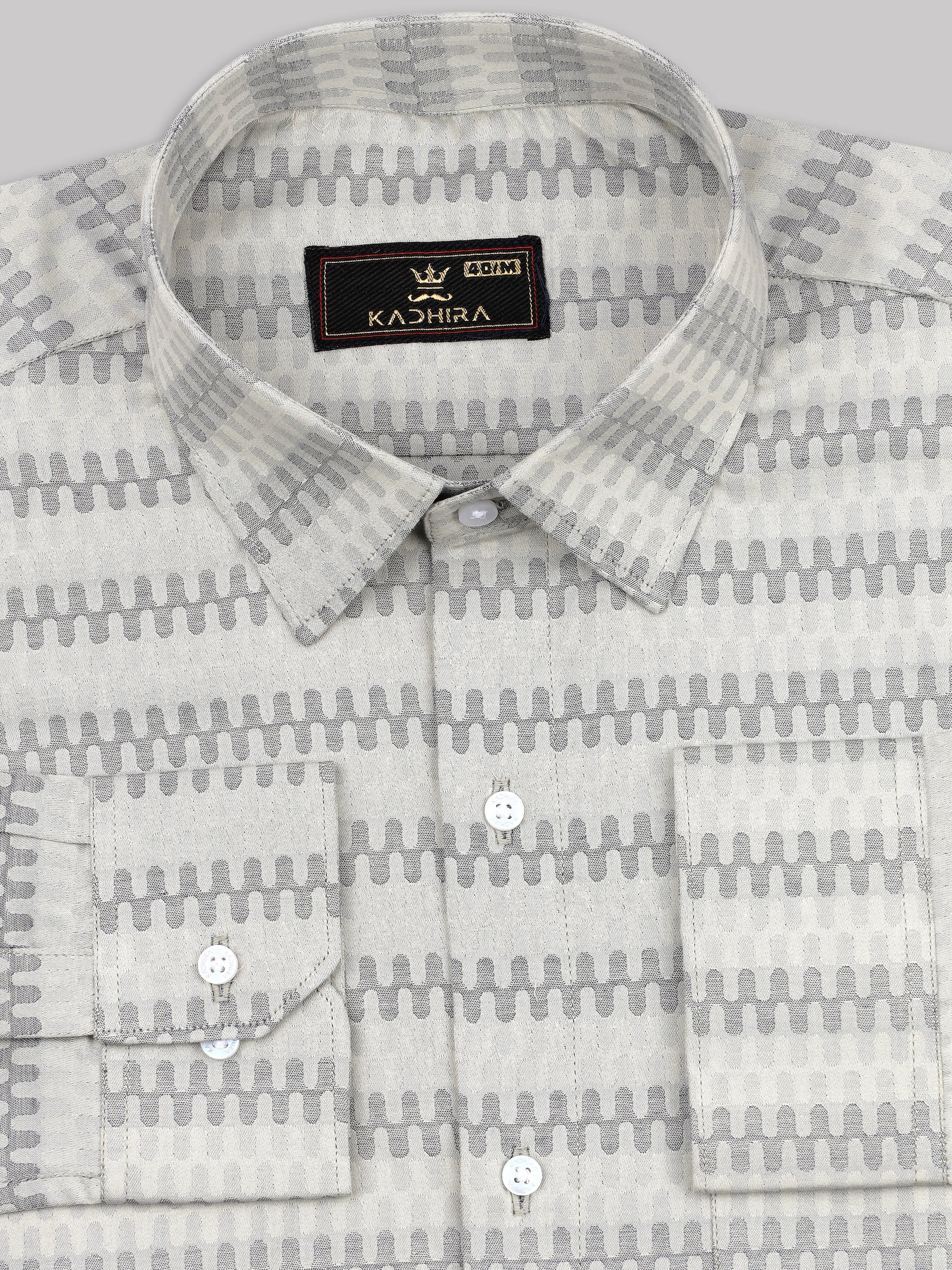 Gentle Gray Seamless Jacquard Premium Cotton Shirt