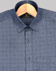 Slate Blue Seamless Jacquard Premium Cotton Shirt