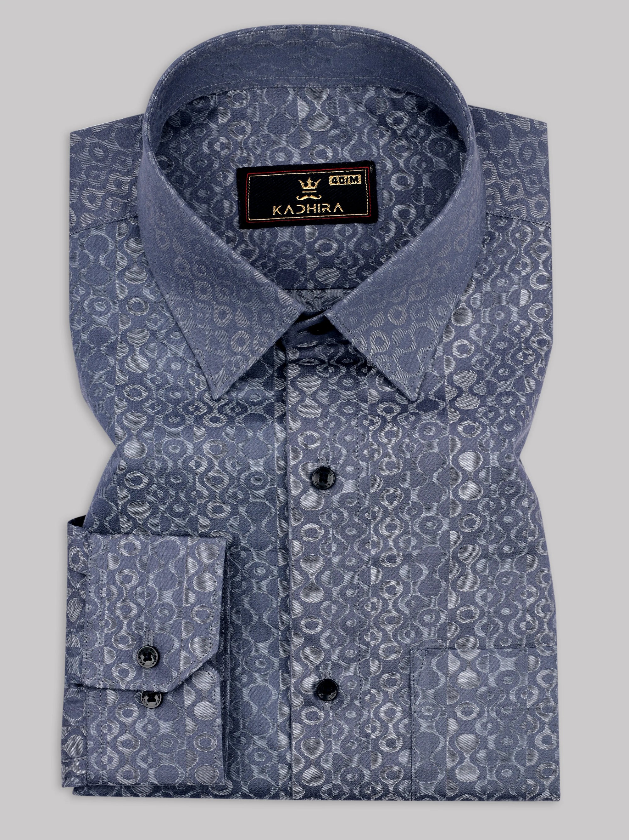 Slate Gray Seamless Jacquard Premium Cotton Shirt