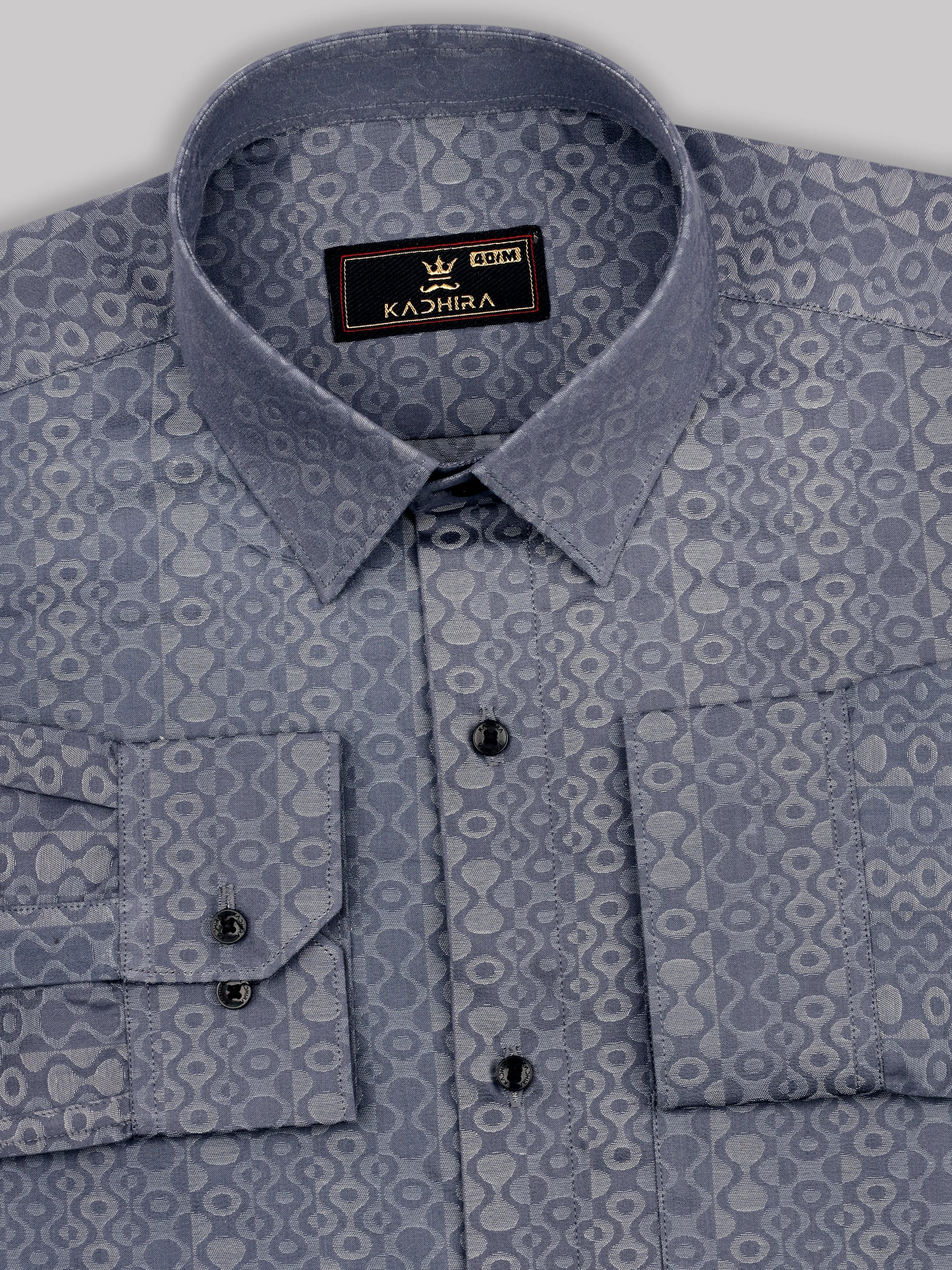 Slate Gray Seamless Jacquard Premium Cotton Shirt