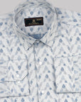 Light Gray With Blue V-Shape Seamless Jacquard Premium Cotton Shirt