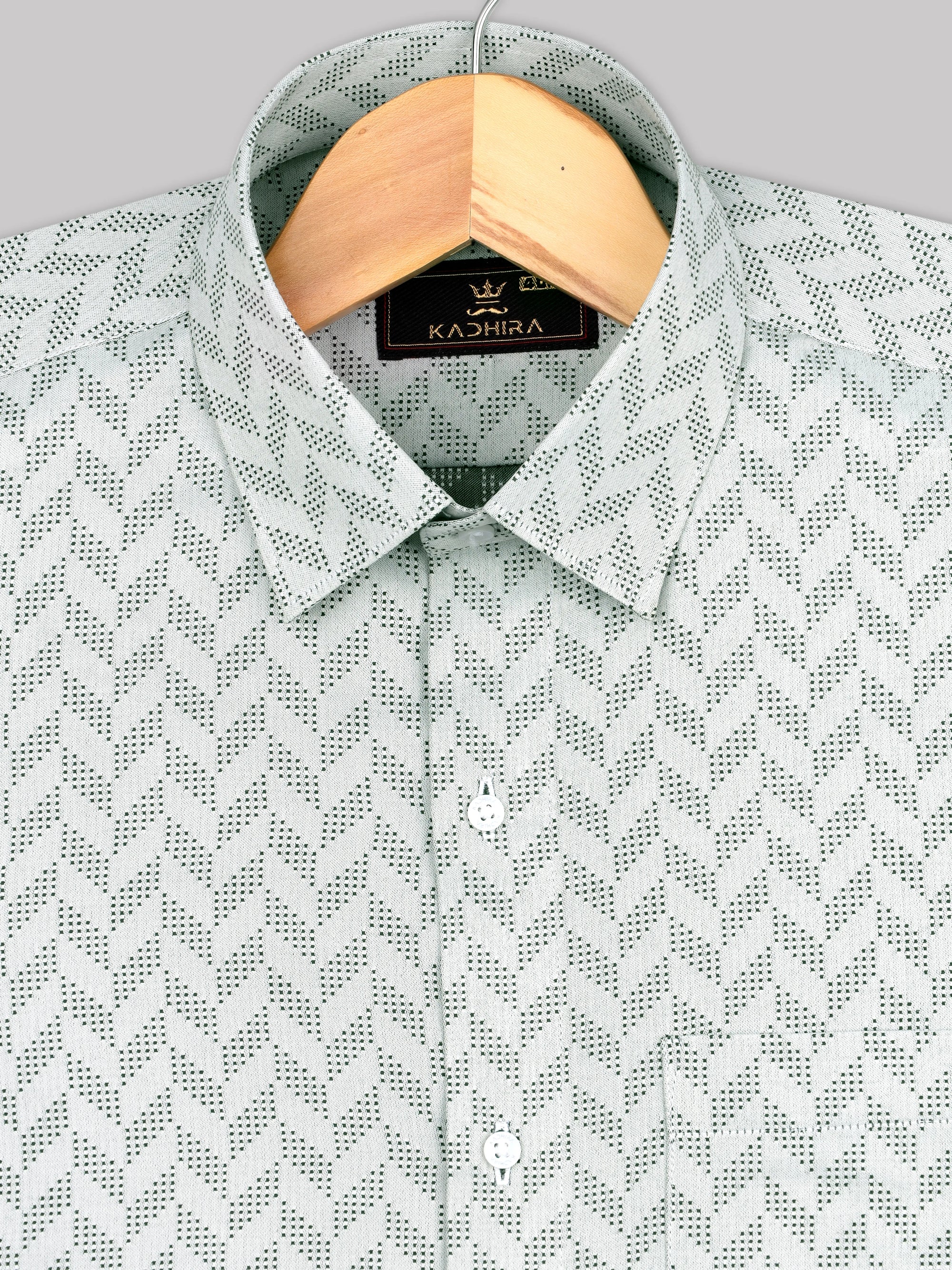 Pastel Gray Vector Modern Herringbone Jacquard Premium Cotton Shirt