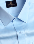 Uranian Blue Subtle Sheen Super Satin Premium Cotton Shirt