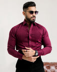 Rich Maroon Tuxedo Premium Designer Shirt
