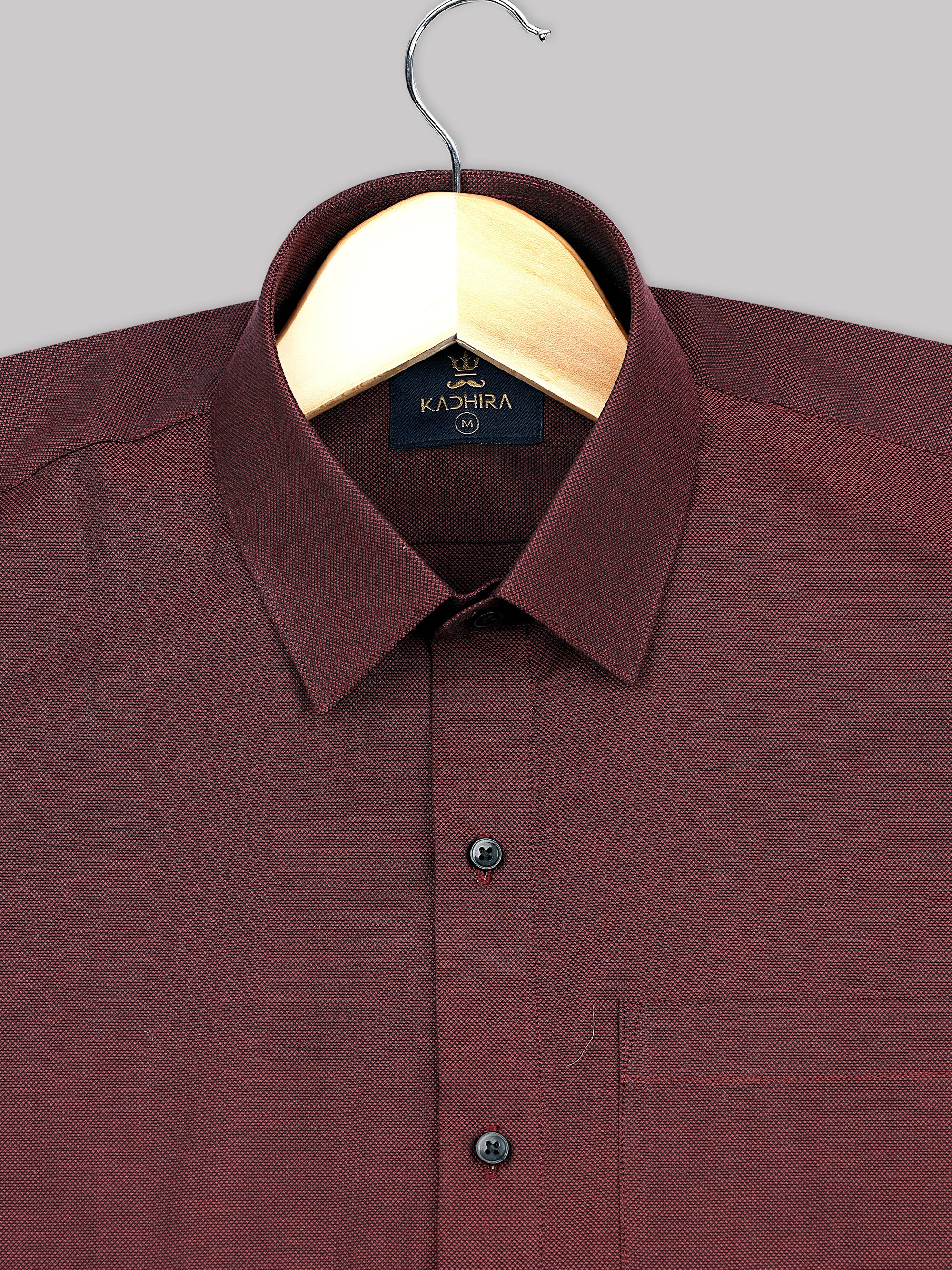 Rosewood Red Dobby Textured Super Premium Cotton Shirt