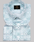 Swan White With Uranian Blue Ethical Art Printed Premium Cotton Shirt