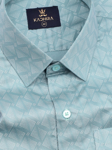 Light Slate Blue Dotted Triangle Pattern Super Premium Cotton Shirt