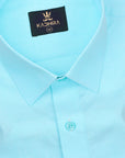 Electric Blue Dobby Textured Jacquard Cotton Shirt