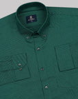 Bottle Green Dobby Textured Premium Cotton Shirt