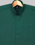 Bottle Green Dobby Textured Premium Cotton Shirt