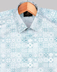 Swan White With Uranian Blue Ethical Art Printed Premium Cotton Shirt