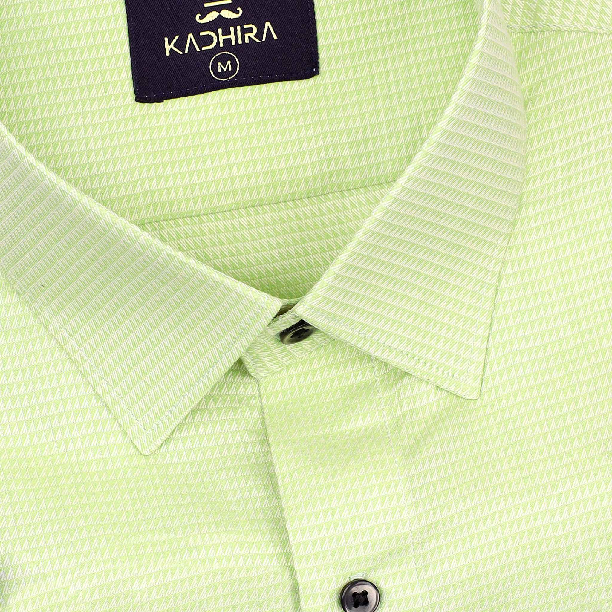 Lime Green  Dobby Textured Jacquard Cotton Shirt