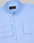 Light Cornflower Blue  Button Down Premium Giza Cotton Shirt