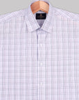 Pale Purple With Navy-Tyrian Purple Tattersall checks Premium Cotton Shirt