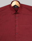 Angels Red Dobby Textured Jacquard Cotton Shirt