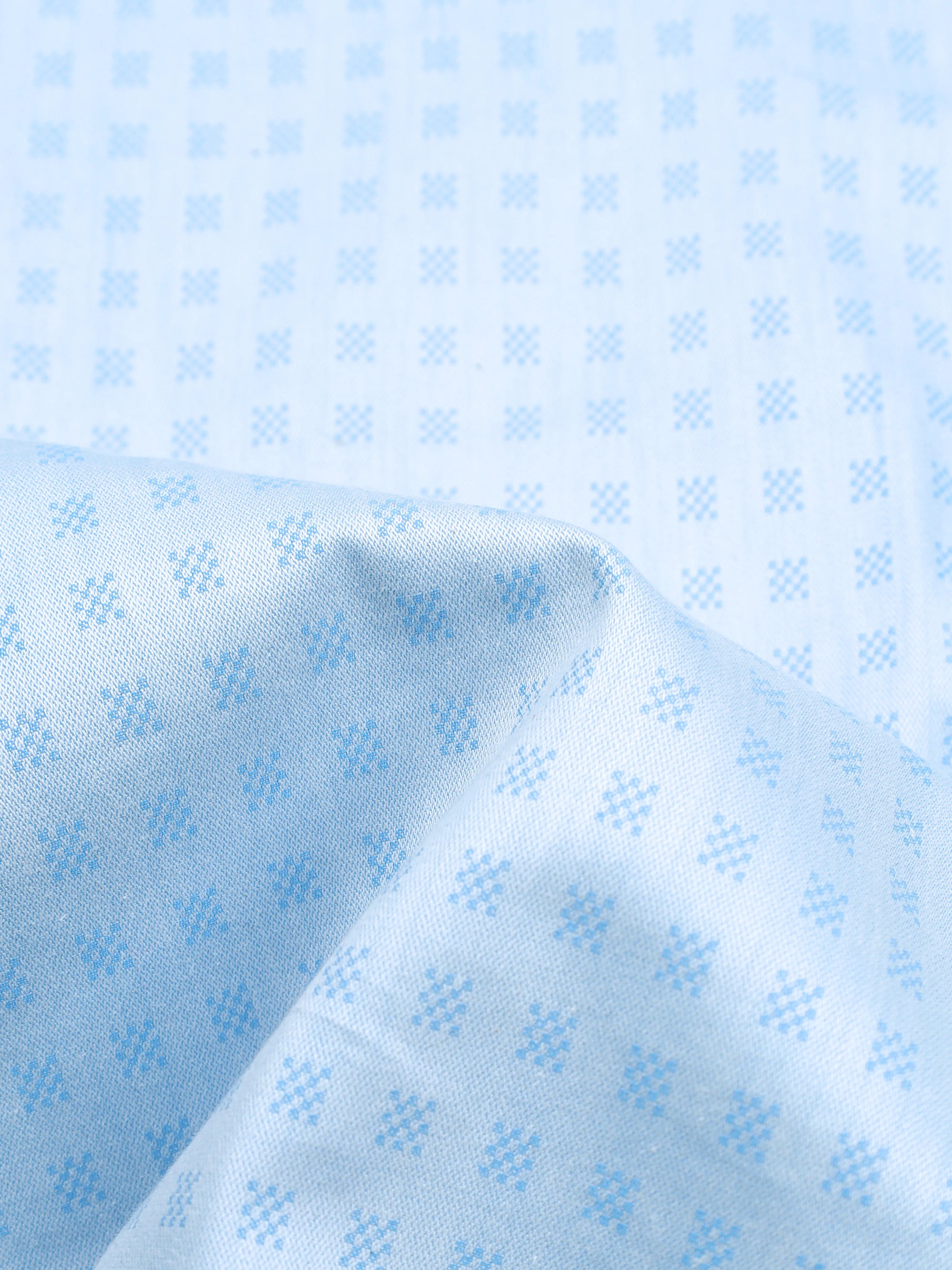 Columbia Blue  Shephered Dobby Textured Jacquard Cotton Shirt