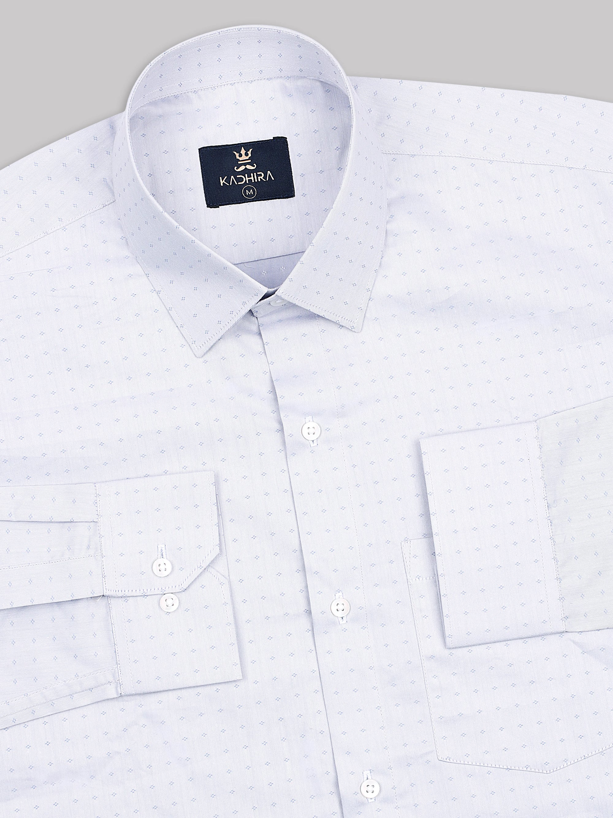Platinum White Dobby Textured Jacquard Cotton Shirt