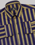Arylide Yellow With Blue Zodiac Stripe Premium Cotton Shirt