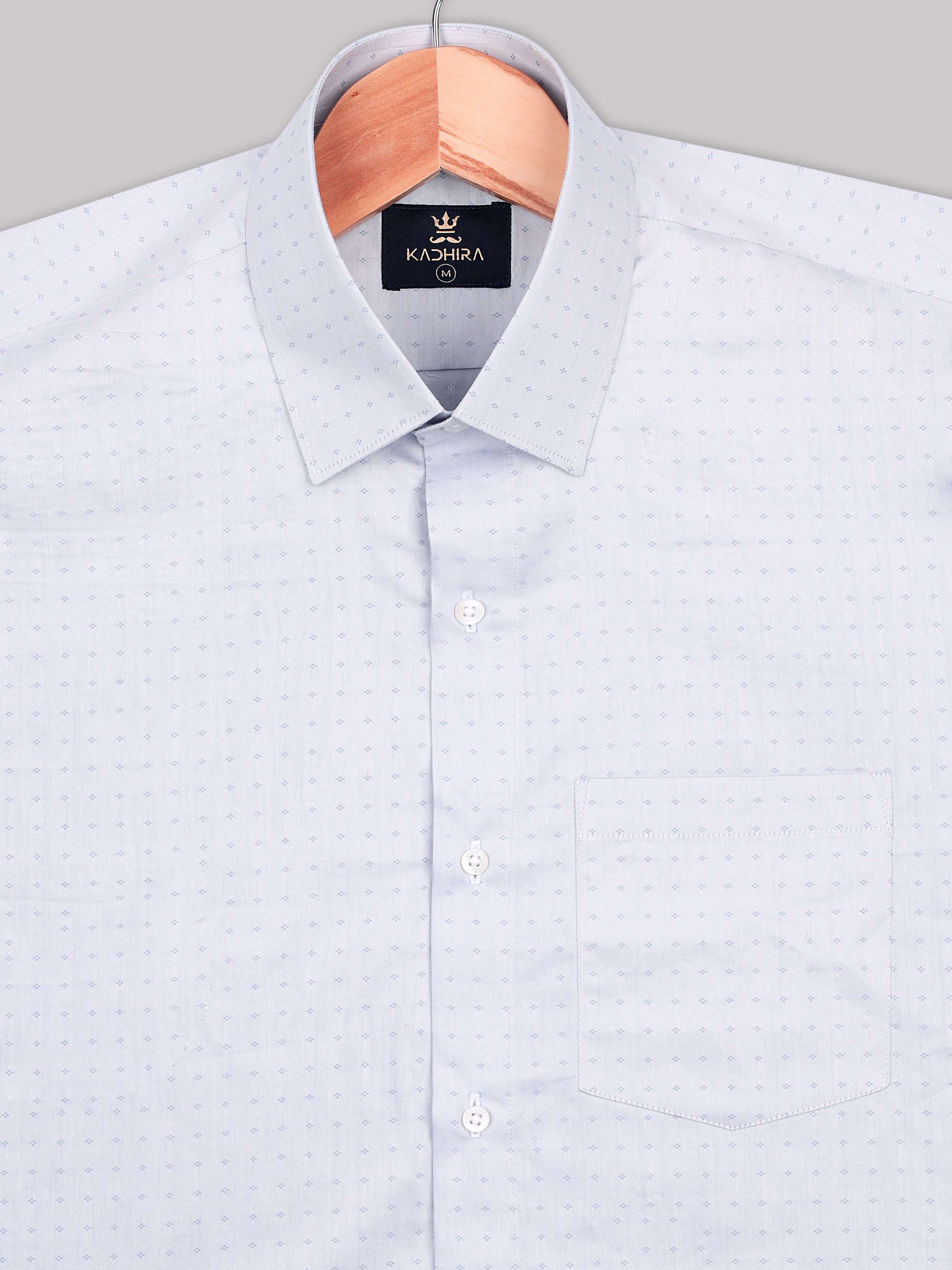 Platinum White Dobby Textured Jacquard Cotton Shirt