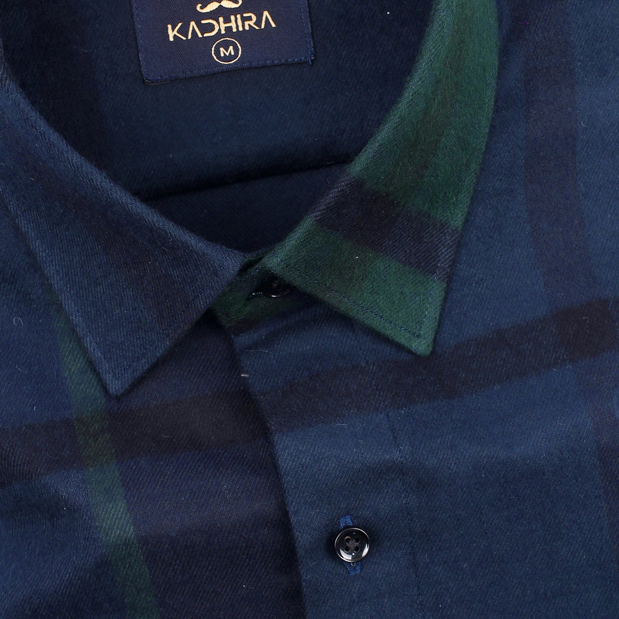 Prussian Blue With Green Plaid Check Premium Cotton Shirt
