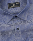 Denim Blue With Slate Grey Water Color Printed Premium Cotton Shirt