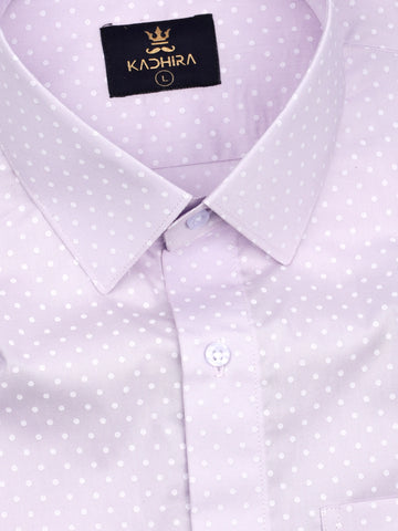 Cream Pink Dotted Swiss Printed Super Premium Cotton Shirt