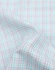 Vista White With Dark Turquoise- Gray Tartan checks Premium Cotton Shirt