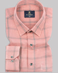 Turkish Pink With Gravel Gray Twill Checked Premium Cotton Shirt