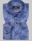 Light Steel Blue With Carolina Blue Printed  Premium Cotton Shirt
