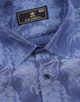 Light Steel Blue With Carolina Blue Printed  Premium Cotton Shirt