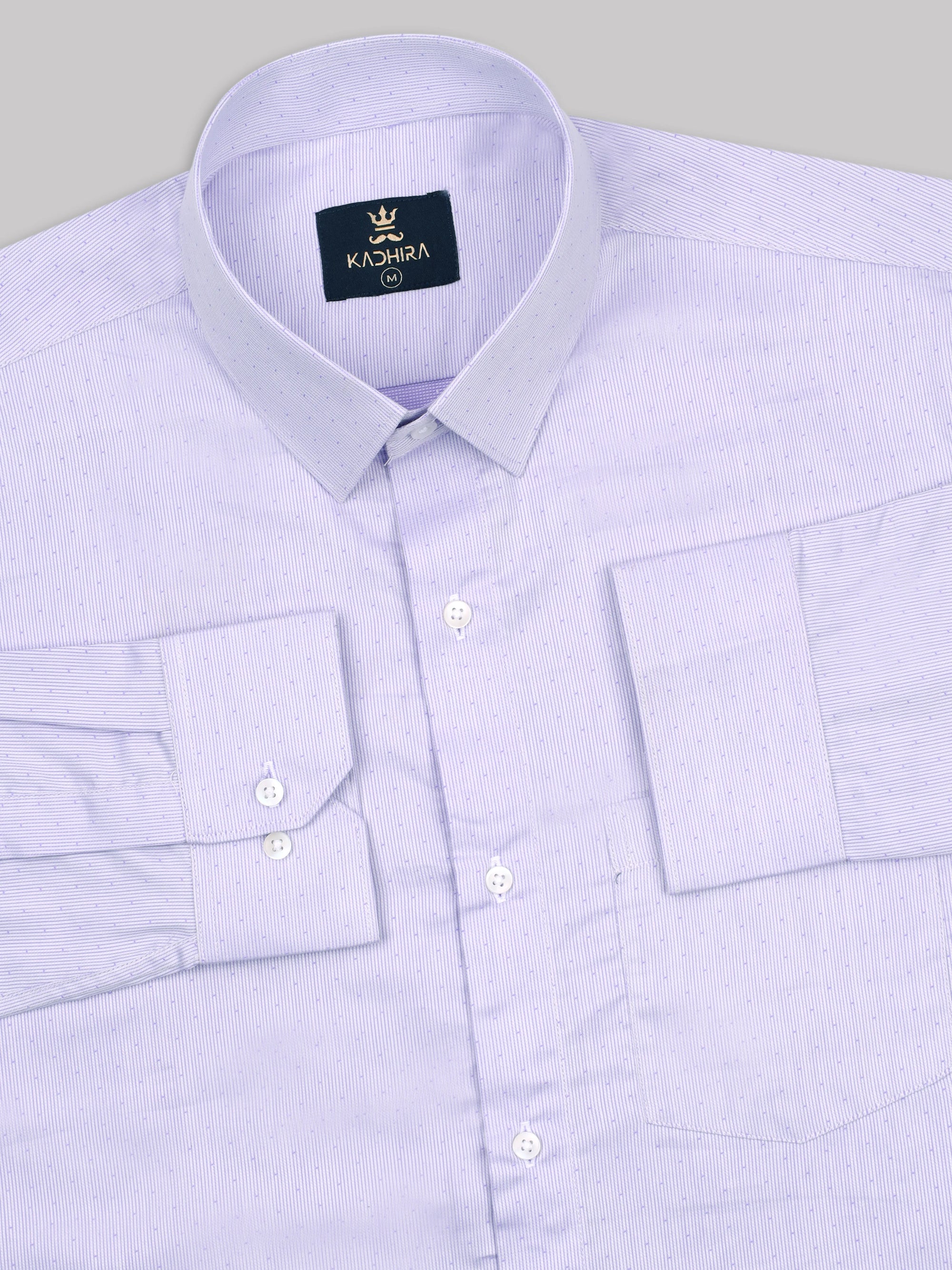 Pale Purple Dobby Textured Jacquard Cotton Shirt