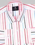 Seashell White With Multi-colored Striped Premium Cotton Shirt