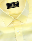 Lemon Chiffon With White-Black Stripe Dobby Textured Premium Cotton Shirt