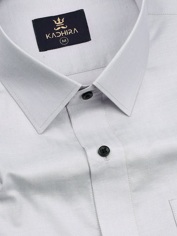 Light Silver With White Chevron Pattern Super Luxurious Cotton Shirt
