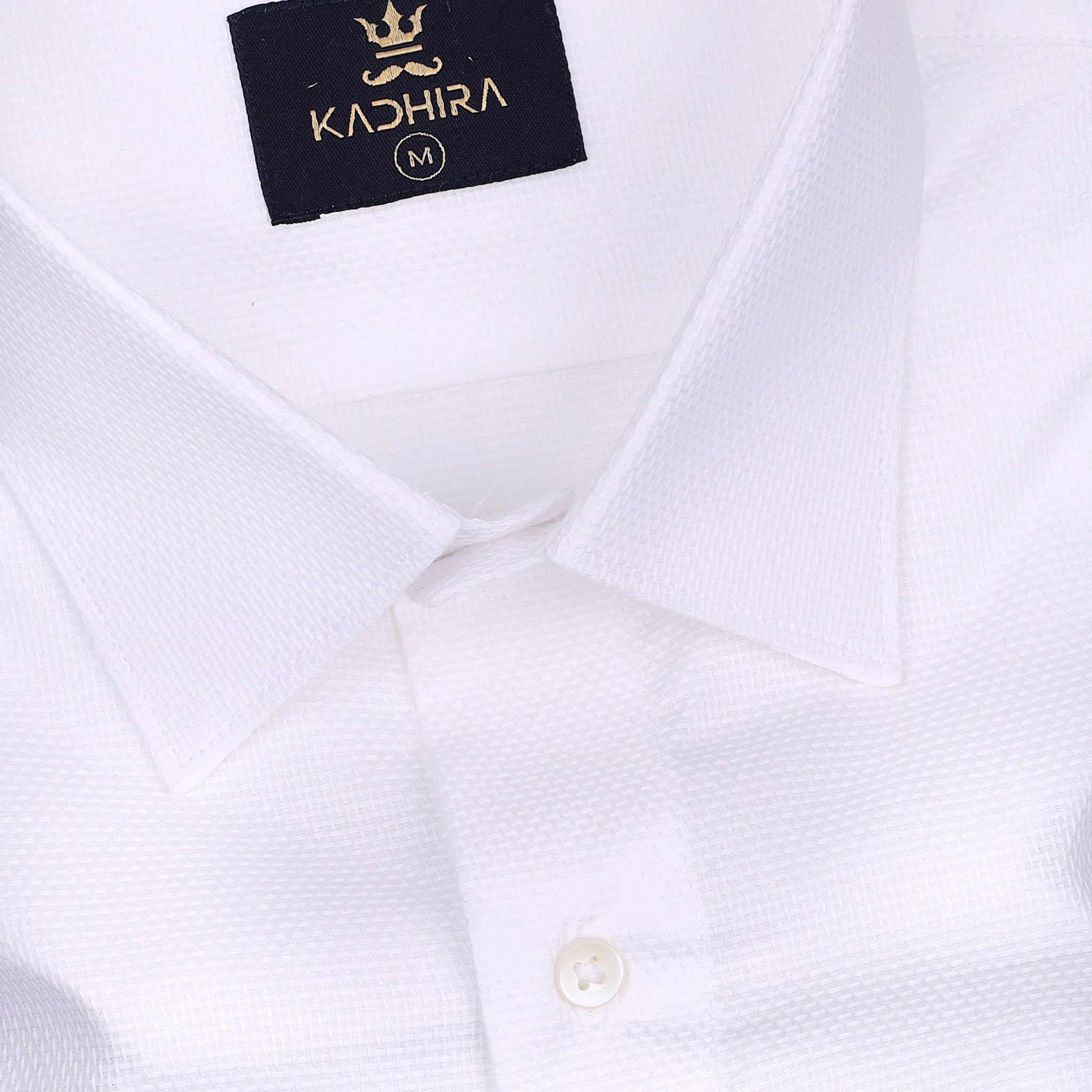 Bright White Dobby Textured Royal Cotton Shirt