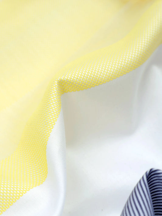Yellow With White Stipe Dobby Textured Premium Cotton Shirt