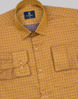 Golden brown With Shephered Dobby Textured Jacquard Cotton Shirt