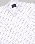 Bright  White with  Navy Ship  Printed Premium Cotton Shirt