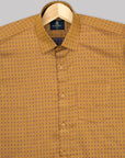 Golden brown With Shephered Dobby Textured Jacquard Cotton Shirt-[ONSALE]