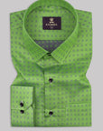 India Green Shephered  Dobby Textured Jacquard Cotton Shirt