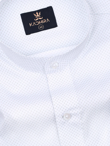 Daisy White With Brown -Blue Pin Stripe Printed Premium Cotton Shirt