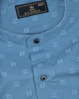 Greyish Blue Vector Printed Premium Cotton Shirt