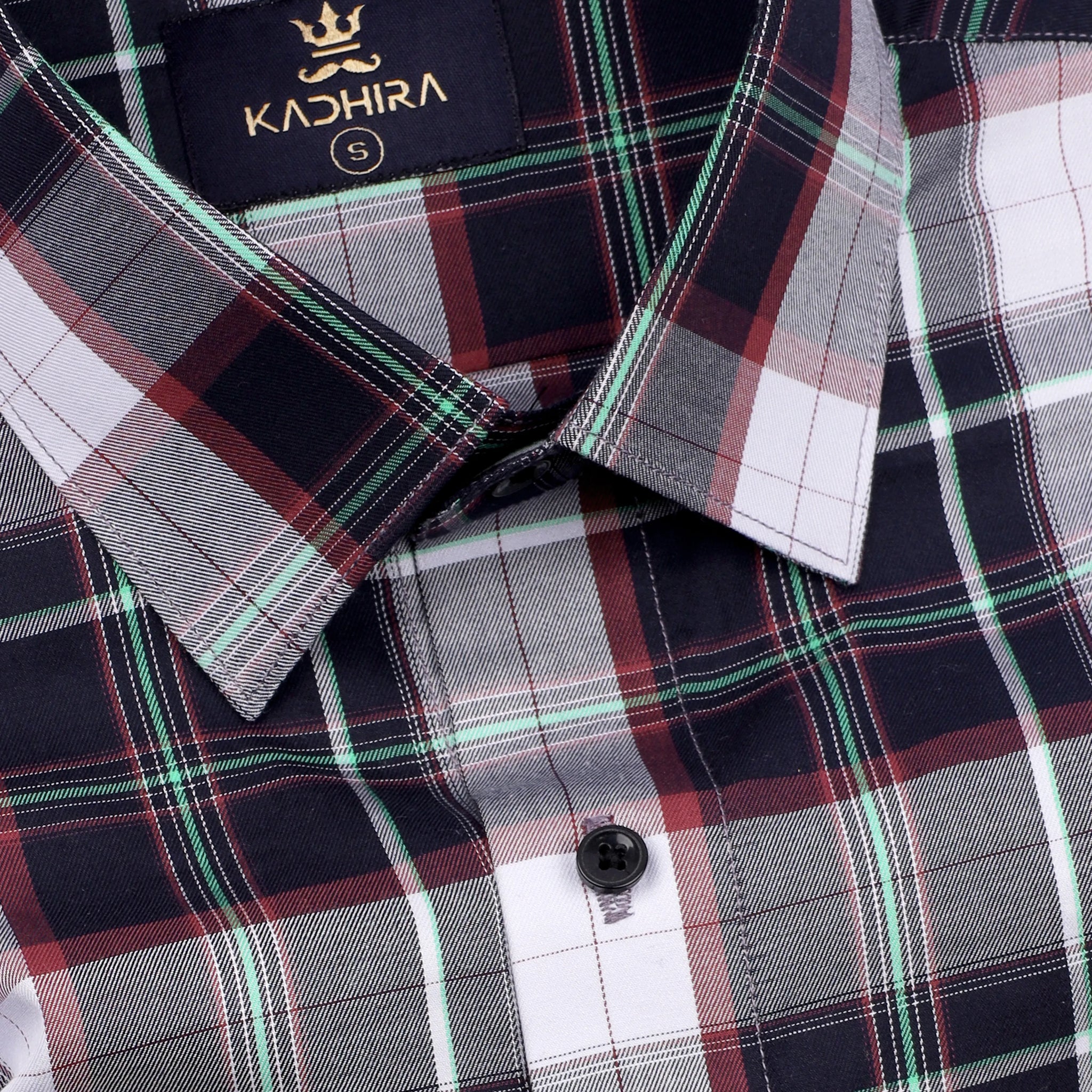 Warm Black Colored Madras Checks Premium Giza Cotton Shirt