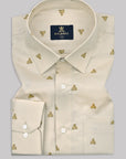 Elegant Cream With Brown Teddy Bear Printed Premium Cotton Shirt
