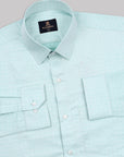 Powder Blue Dobby Textured Jacquard Cotton Shirt
