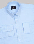 Sky Blue Dobby Textured Jacquard Cotton Shirt