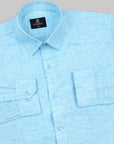 Light Sky Blue Linen Blend Shirt