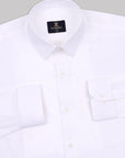 Bright White Seersucker Stripe Cotton Shirt